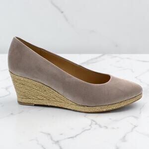 J. CREW Seville Espadrille Wedges Tan Beige Color Canvas Sz 10.5